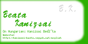 beata kanizsai business card